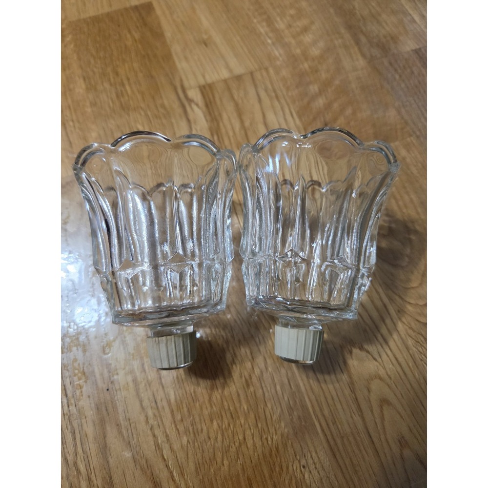 2 Clear Glass Peg Votive Candle Holders VTG Home Interiors Starlight HomCo